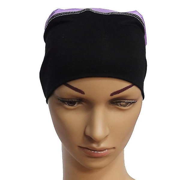 Naisten islamilainen muslimipäällinen huivin alla oleva cap Hijab-päähineet, turbaani sisähattu Black Lavender