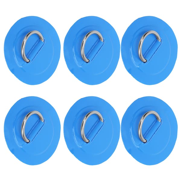 6 stk. PVC Oppblåsbar Båt D Ring Pad Patch Slitesterk Rustfritt Stål Fast Spenne Blå