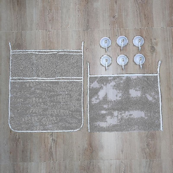 Hhcx-baby Bath Toys Storage Organiser Mesh Net With Strong Suction Cups(mesh)(2pcs Bag)