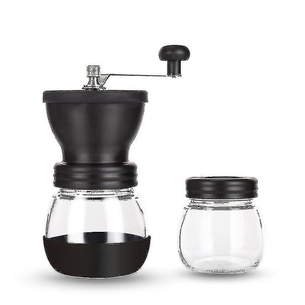Manuell kaffekvern Håndholdt kaffekvern med 2 glasskrukker for drypp kaffe espresso