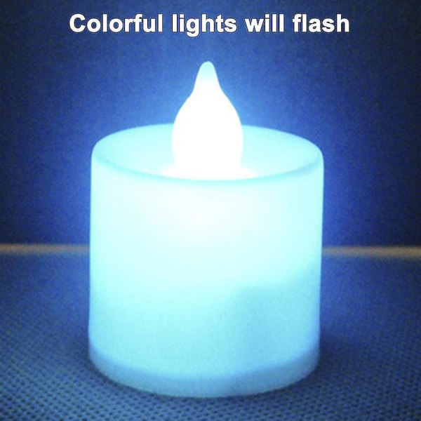 Batteridrivna LED värmeljus, paket med 24, flamlösa votive värmeljus Färgglada blixtar Colorful flashes