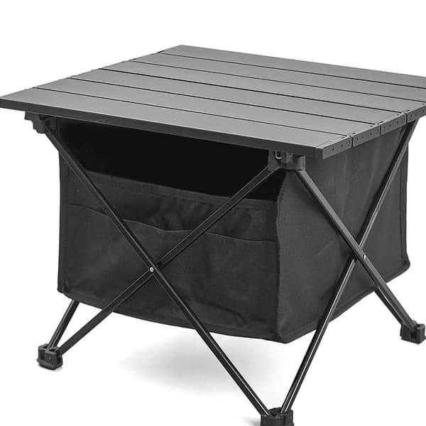 Udendørs Camping Bærbar Foldbart Bord Aluminium Legering Camping BBQ Gadebod Sidebord Sort S med Opbevaringspose