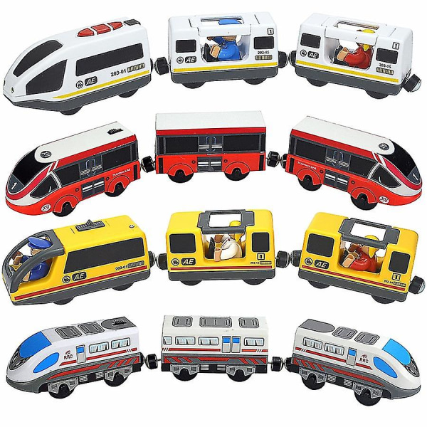 Hhcx-electric Train Set Locomotive Magnetic Car Diecast Slot Fit All Biro Wooden Train Track Railway For Kids Educational Toys A16