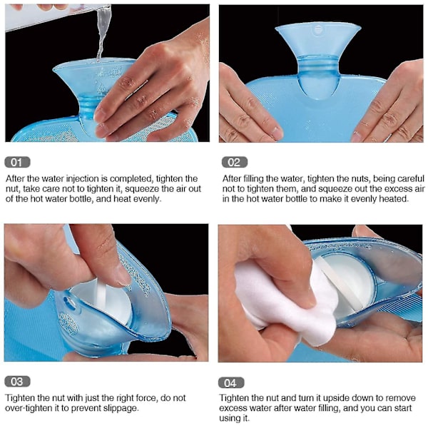 Varmtvannsflaske Gummi Varmtvannsflaske Varm og kald terapi, 2 liter Hvit Blå Blue