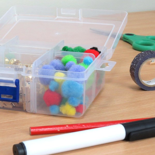 Klar plast Multi Purpose Crafts Organizer 6 fack förvaringsbox