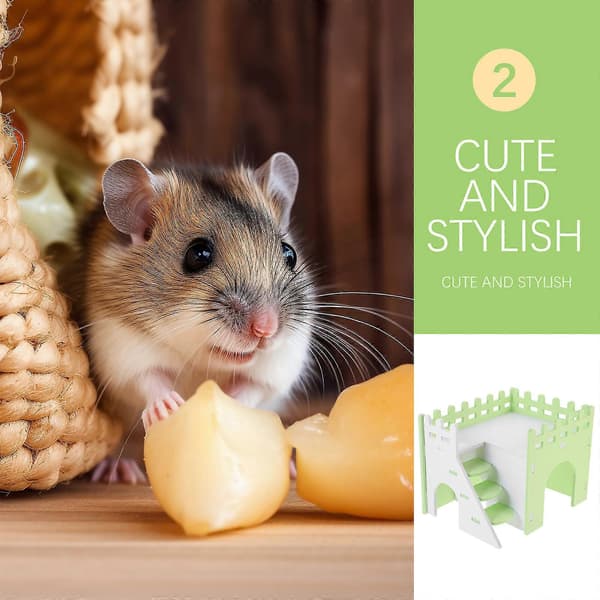 【BQ】Lille dyr farverigt gemmested Dobbelt-dæk PVC Hamster Hvile Sove Lege Gemmested Marsvin Rotte Hjem