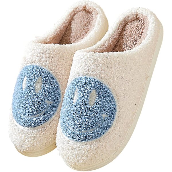 Smiley Face Tofflor För Kvinnor Och Män, Retro Mysig Bekväm Plysch Varm Slip-on Happy Face Tofflor Vinter Preppy Tofflor Mjuka Fluffiga Hustofflor Kupp