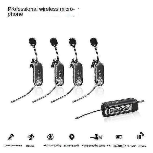 Trådløst Lavalier-mikrofonsystem 4-kanals trådløs Lavalier-mikrofon for iPhone Dslr-kamera Yo