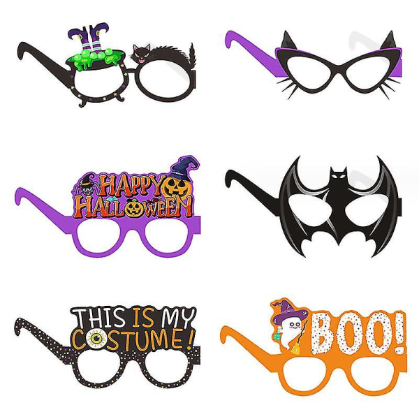 6 st Halloween-glasögon för barn Vuxna Pappersfestglasögon Bulk Halloween-fest gynnar pumpasolglasögon till halloween-födelsedagsfesttillbehör B