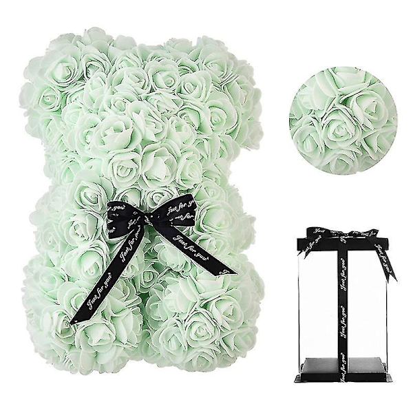 Tee itse 25 cm Nalle ruusukarhu tekokukka karhuruusu ystävänpäivä tyttöystävälle naiselle vaimo äitienpäivä joululahjat laatikon kanssa light green