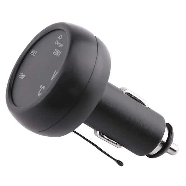 Dobbelt LED Digital Display Voltmeter Termometer Cigartænder USB Biloplader (Grøn, Rød)