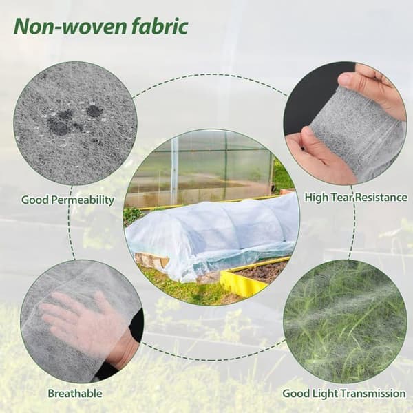 Vinterbeskyttelsesfleece til udendørs planter, vinterbeskyttelsesfleece-rulle til vinterplanter, vinterbeskyttelsesfleece til haven, 1,6 x 5 m
