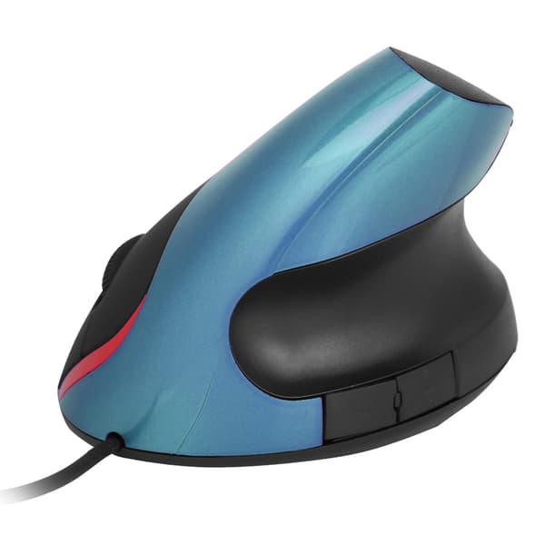 Ergonomisk vertikal USB-kablet mus med håndledsstøtte - 1600DPI - Blå - til PC-spil til bærbar computer
