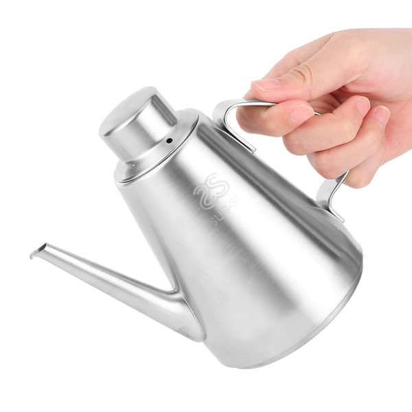 Oliedispenser i rustfrit stål til køkken med låg 24 oz 600 ml opbevaringsbeholder