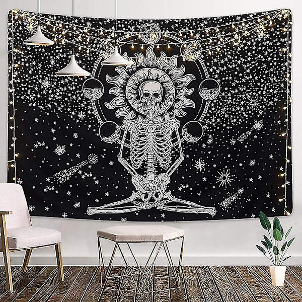 Skeleton Tapestry Gothic Bohemian Seinäkoriste Kodinsisustus Peitto päiväpeite 150x130cm