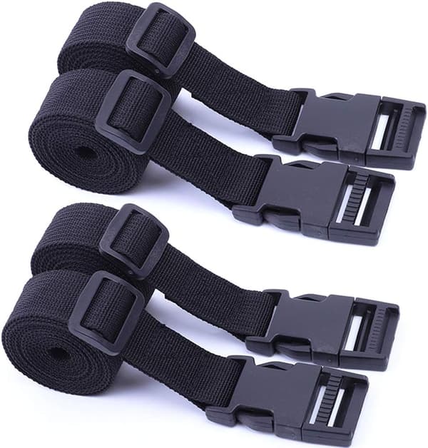 [BQ]25mm Kraftige Nylonremme med Spænder Bagagestropper Universalrem 150 cm Sort 4 stk