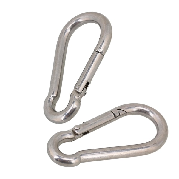 Lyftkrokar, klämmor Byglar 2st Silver 304 Rostfritt stål Fjäder Snap Quick Link Lås Karbinhake M8st 0,8cm