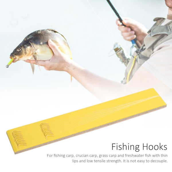 10 stk. nr. 4 modhageløse gyldne ærmekroge til monofil line - fiskekrog i rustfrit stål med nylon line