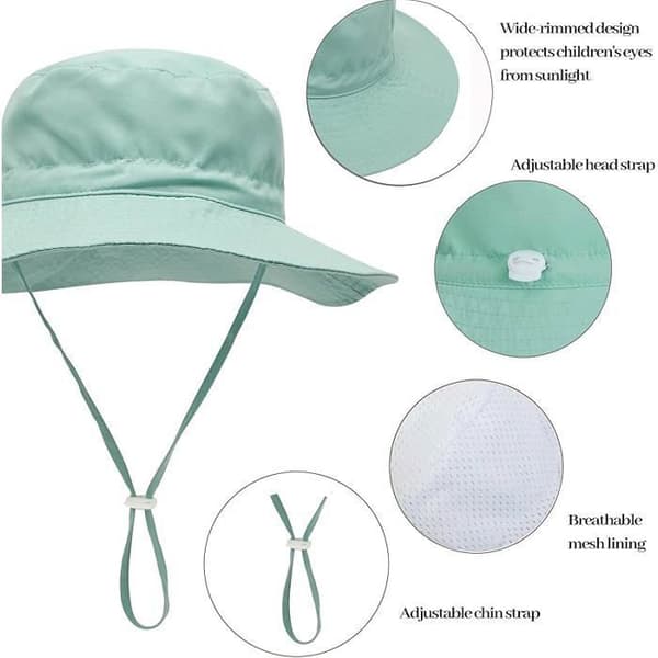 Barnas solhatt, UV-beskyttelse, pustende bomull, størrelse S, 1-3 år, bred brem, for gutter og jenter, strand, sommerblomst
