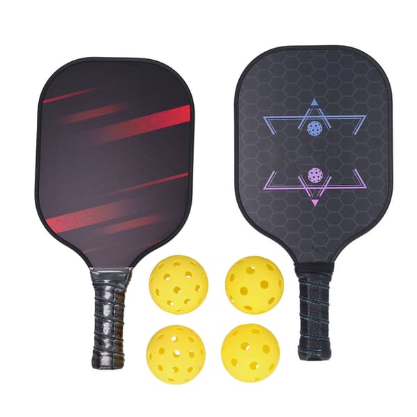 Bärbart Pickleball Racket Set med Glasfiberpaddlar och Polymerkärnbollar