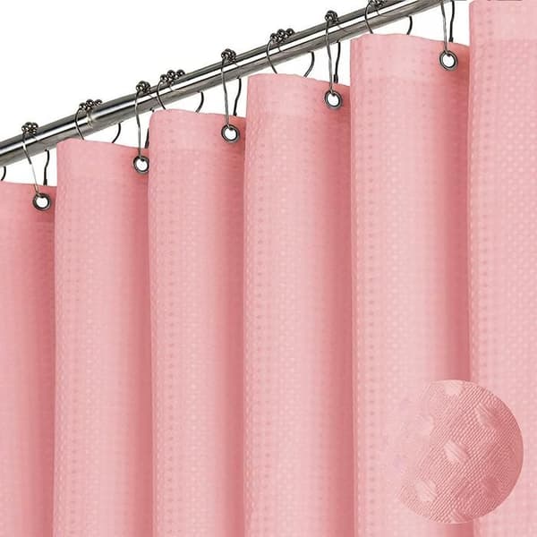 Vanntett Dusjforheng 180x180cm polyesterstoff - med 12 Kroker - Rosa