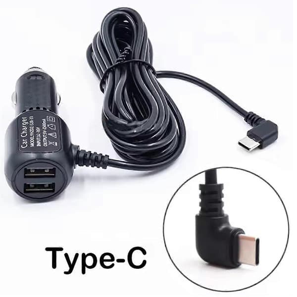 Type-C USB Biloplader Adapter 5V 3.5A til Dash Cam Bil Radar Detektor GPS Kamera DVR, Kabellængde 3.5 meter As Shown