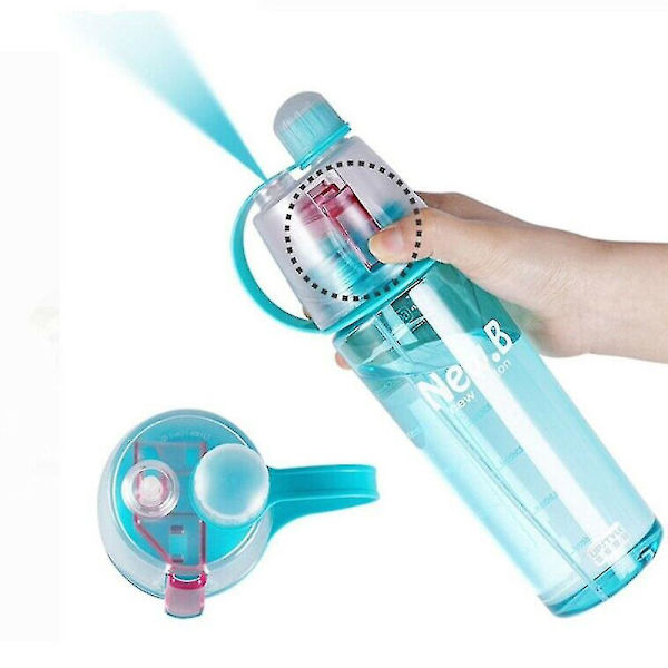 Kannettava vesipullo Spray Mist Sports Travel vuotamaton juomakiipeilypullo Blue 400ML