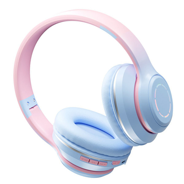 Trådløst Gaming Headset Gradient BT5.2 Forbindelse Bløde Ørepuder Farverige Lys Spil Headset til Desktop Laptop Blå