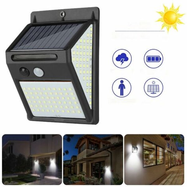 ny stil 4 stk 140 Led Solaire Étanche Applique Murale Extérieure Pir Détecteur De Mouvement Jardin Patio