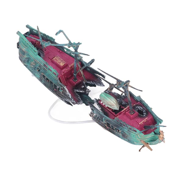 Handmålad Sunken Ship Aquarium Decoration - Säker och vacker Aquarium Ornament