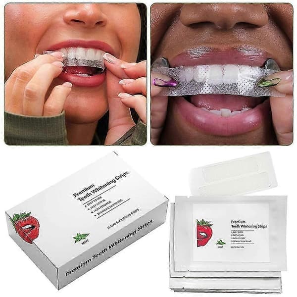 【BQ】Premium tannblekingsstrips for sensitive tenner, ikke-peroksid profesjonell bleking 14-dagers behandling 3 Boxes