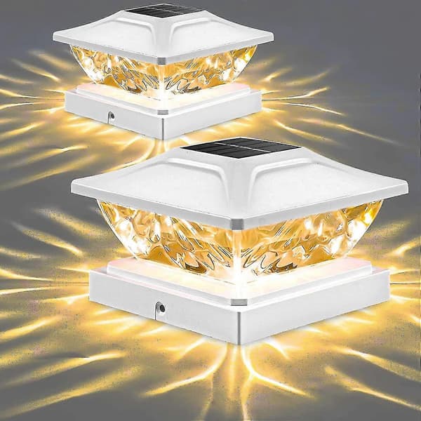 【BQ】Solcellelamper til Stolper Udendørs: 8-pak Stærke 2-tilstands LED Solcellelamper til Hegn Dæk til 3,5x3,5 4x4 4,5x4,5 5x5 Træstolper 2 Pack