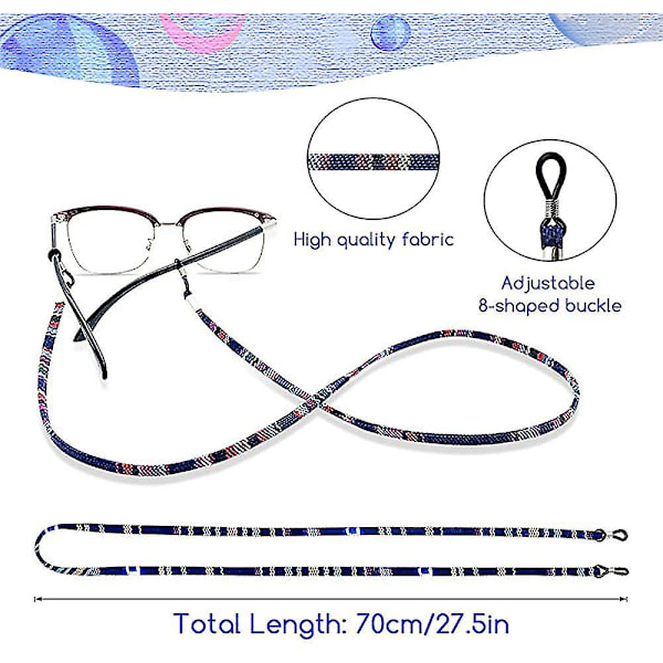 5 stykker Brillestroppkjede, Justerbare Eyeglass-lanyard-halsstropper