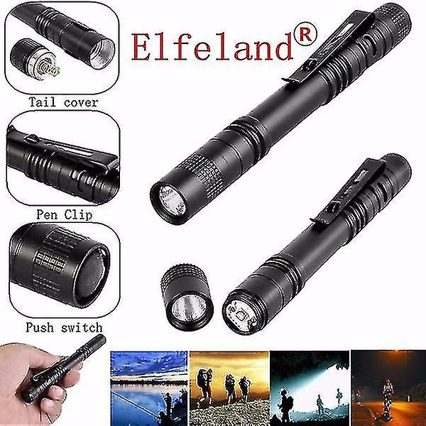 Hhcx-elfeland Xpe Aaa Edc Led Pen Light Flashlight Torch Lamp Light Clip