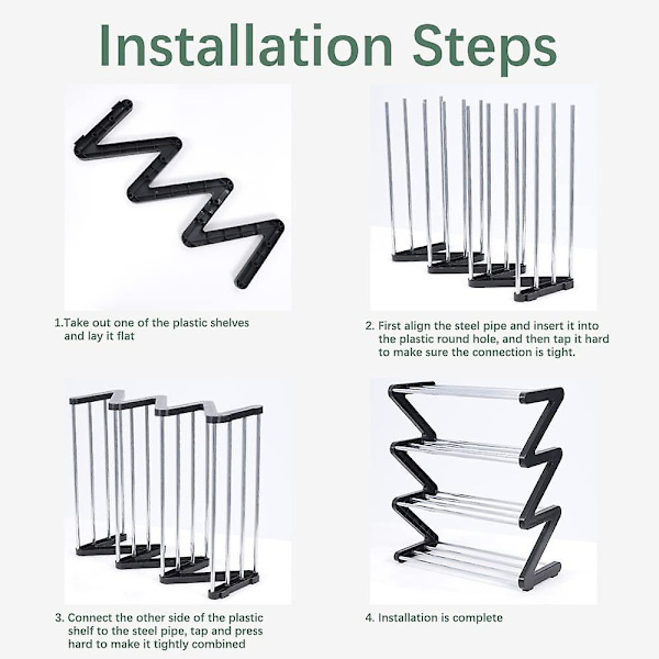 Tier Small Shoe Rack-Opbevaringsorganisator til skabsindgang Hallway Sort