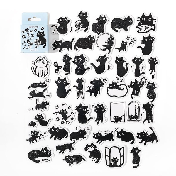45 stk Black Cat Series Stickers Dekoration Kawaii Cute Cats Stickers Selvklæbende Scrapbooking Stickers Til Laptop Planners A