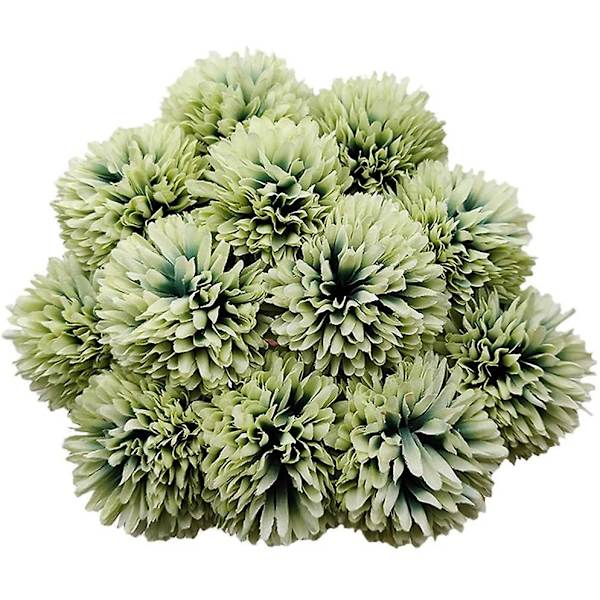 12 kpl Keinotekoisia krysanteemipallokukkia silkkivarrella Hortensia-asetelma Kukkakimppu -sininen green