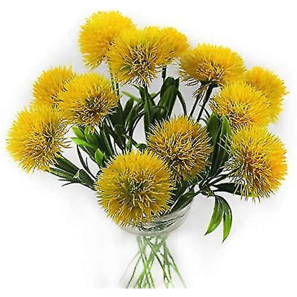 6 st Maskros konstgjorda blommor Växter Bukett Plastblomma för heminredning / bröllopsinredning (grön) Yellow