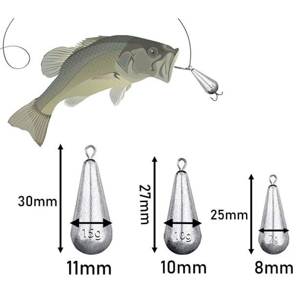 20 stycken fiskevikt sänke Drop Shape fiske sänkor för utomhusfiske