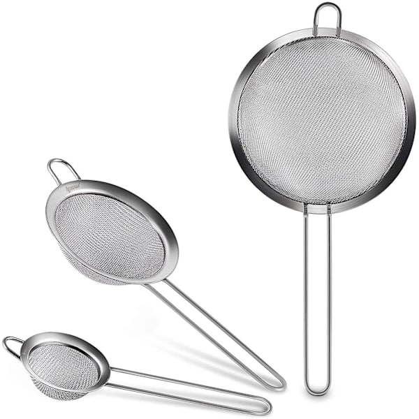 3 rustfrit stål køkken dørslag Premium fin si si sæt 8/12/18 cm