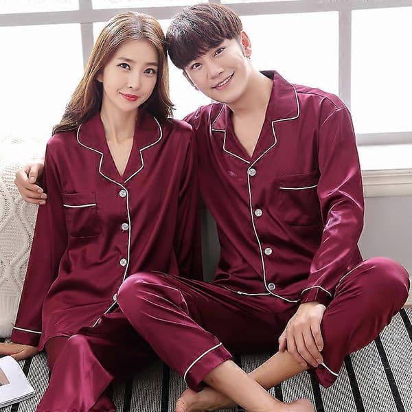 Sorte silkepyjamassæt til mænd Khaki men pajama Khaki men pajama M