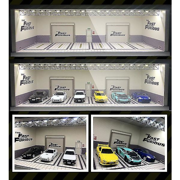 Hhcx-display Cabinet Bright Scene Carport Led Light Jdm Nissan Nismo For Scale 1:64 For Model Car Diorama Garage Lbwk Lambo Furious scene