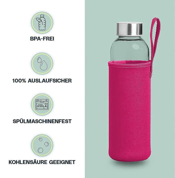-lasipullo 1l neopreenihupulla | Lasinen juomapullo 500ml & 1000ml Mi -4