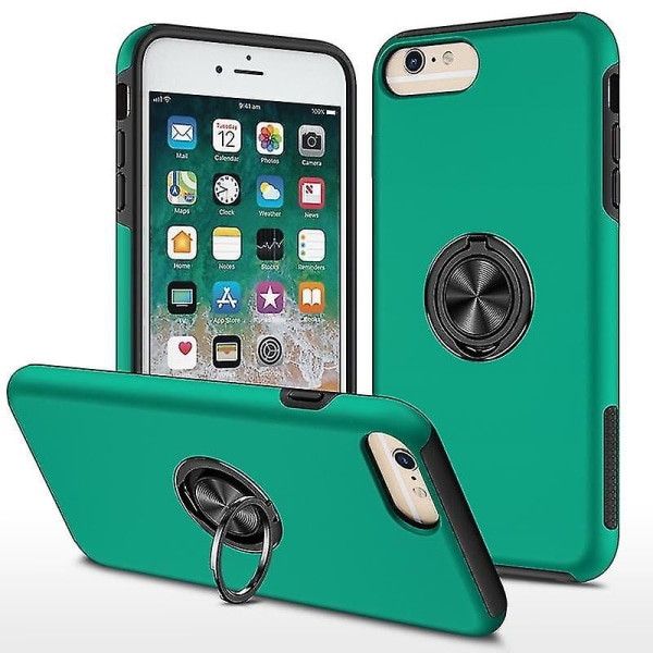 Magneettirengas Kickstand Iskunkestävä phone case Iphone 6 Plus -puhelimelle (musta) Dark Green