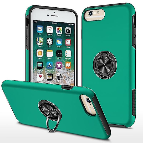 Magneettirengas Kickstand Iskunkestävä phone case Iphone 6 Plus -puhelimelle (musta) Dark Green