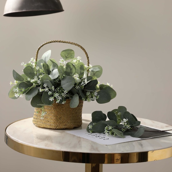 Kunstig Fake Leaf Eucalyptus Simulering Blader Blomster Bryllupsfest Dekor
