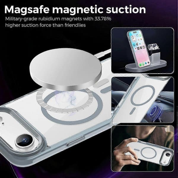 Transparent telefoncover til Air Case, kompatibel med MagSafe, TPU + PC-materiale Grey Titanium Grey