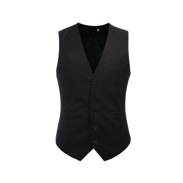Men's V-neck Suit Vest Cotton Slim Four Seasons Vest Black XS