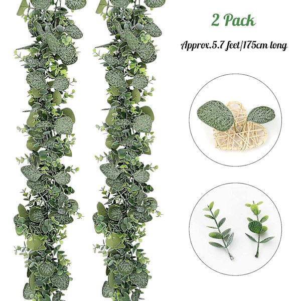 2pcs Eucalyptus Garlands Artificial Mixed Eucalyptus Leaves Vine Green Garland Hanging Plants For Farmhouse Table