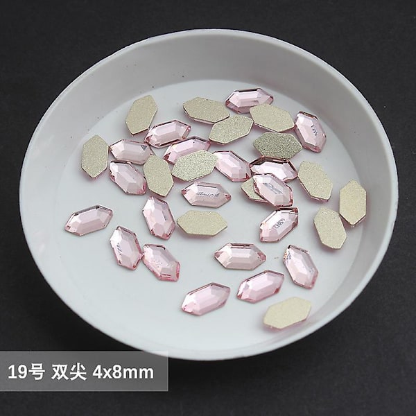 Tukku Vaaleanpunainen Multi Style Tasainen Selkä Kynsi Strassikivi Erikoismuotoiset kristallit Nail Art Stones 3D Henkilökohtainen koristelu 19-100pcs